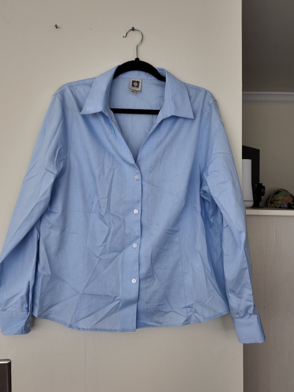 Anne Klein Light Blue Button Down Oxford Shirt Long Sleeve | Size XL